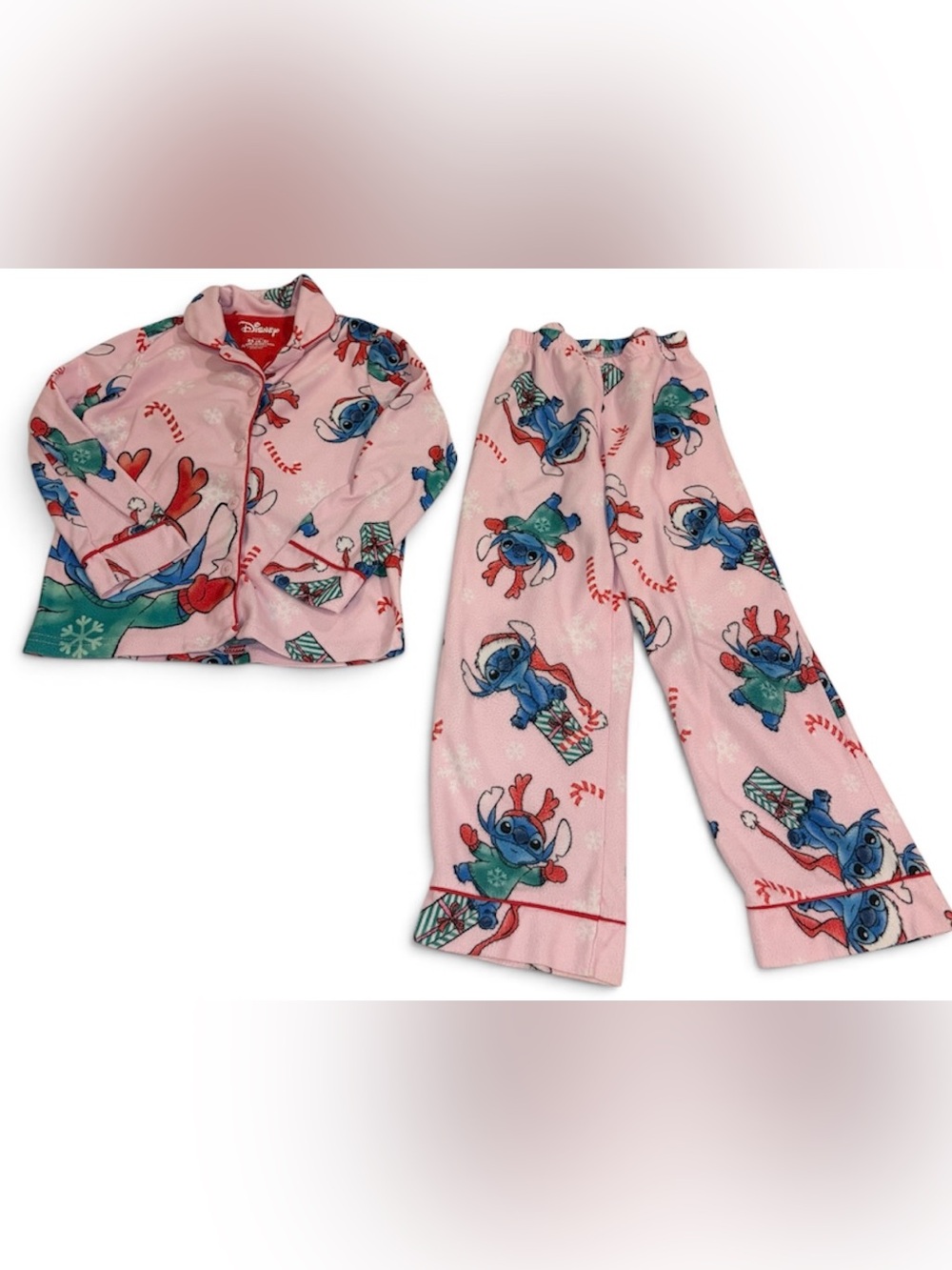 Disney Pink Stitch Holiday Fleece Pajama Set